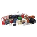 Large collection of vintage and later ladies handbags, some leather including Jane Shilton, Amlu,
