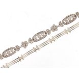 Two silver bracelets including one set with clear stones, 18cm in length, 30.6g : For Further