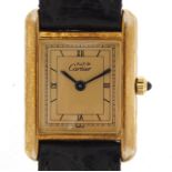 Must de Cartier, gentlemans silver gilt vermeil Tank quartz wristwatch, the case 20mm wide, housed