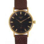 Longines, gentlemen's 9ct gold manual wind wristwatch, the movement numbered 6922, 35mm in