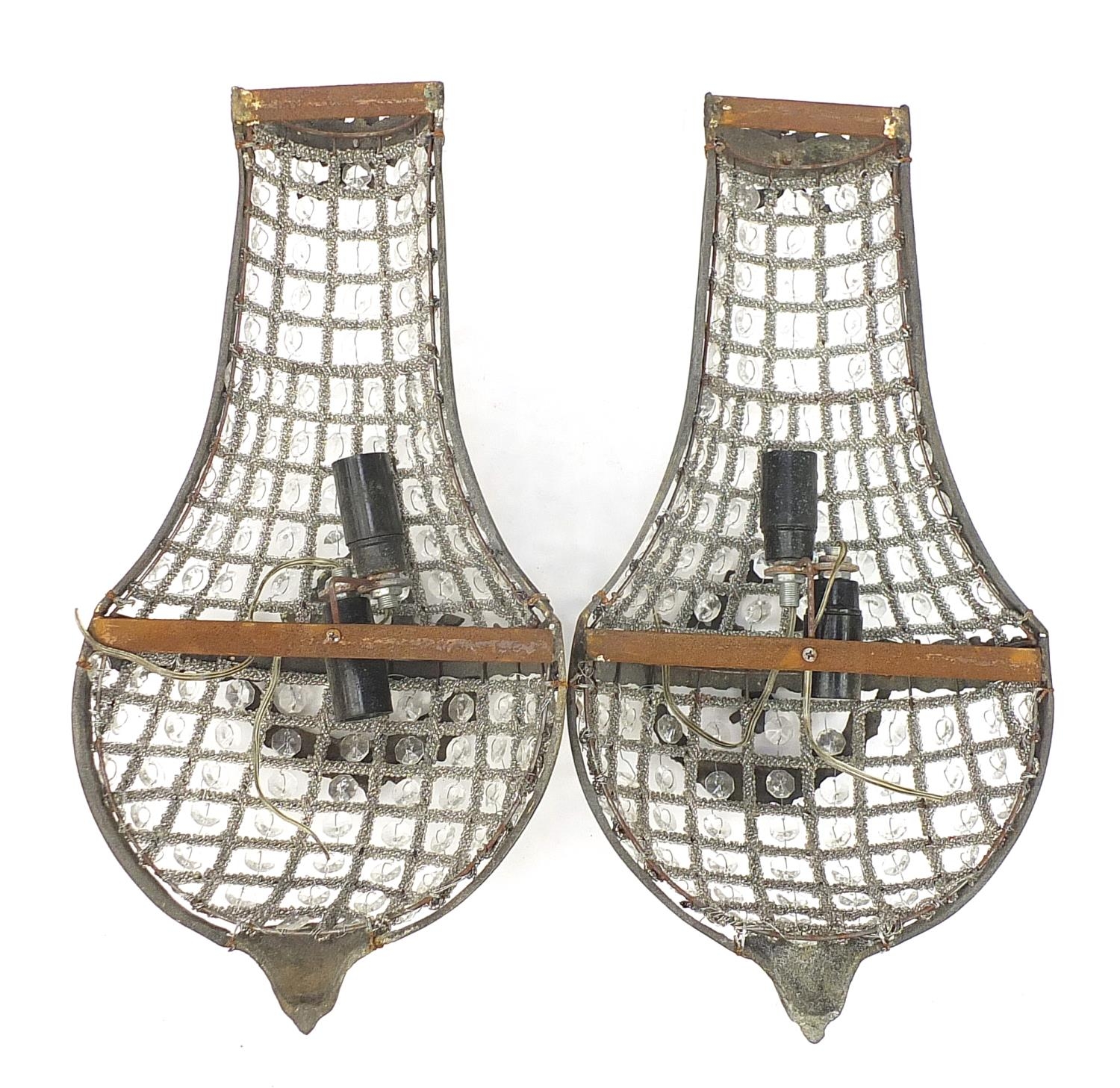 Pair of ornate gilt metal chandelier design wall lights with bow design, 42cm high : For Further - Image 2 of 2