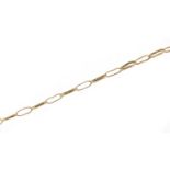 9ct gold long oval link necklace, 92cm in length, 5.2g : For Further Condition Reports Please