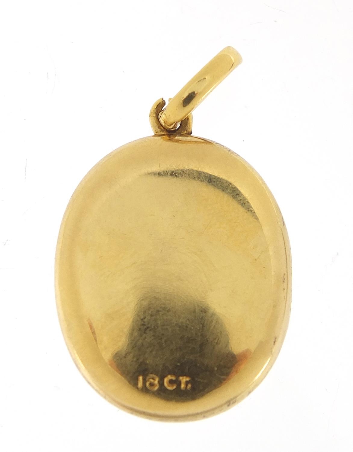 18ct gold oval locket, 3.5cm high, 8.2g : For Further Condition Reports Please Visit Our Website - - Image 3 of 4