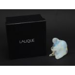Lalique, French opalescent glass Nu Sage paperweight with box, etched Lalique France, 7.5cm high :
