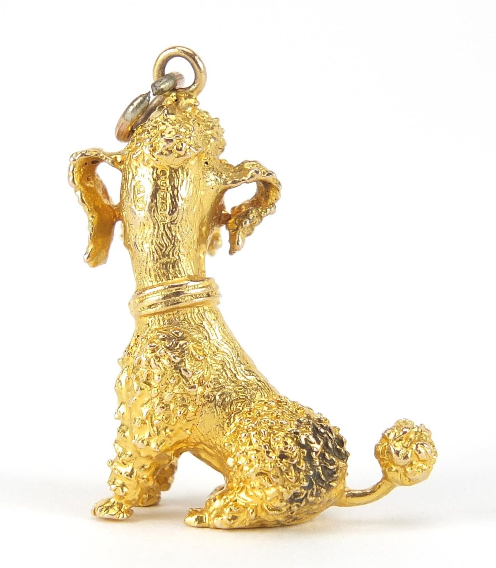 9ct gold seated poodle charm with ruby eyes, 3cm high, 8.7g : For Further Condition Reports Please - Image 2 of 5