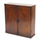 Walnut two door cupboard with inlaid plaque Broadwood & Sons London, 86cm H x 85cm W x 30.5cm D :