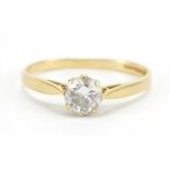 18ct gold diamond solitaire ring approximately 0.50 carat, size M, 2.0g : For Further Condition