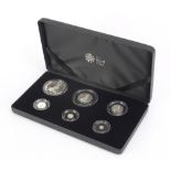 Elizabeth II 2014 Britannia six coin silver proof set by The Royal Mint with fitted case and