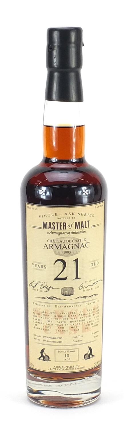 Bottle of 1993 Chateau de Castex Armagnac, 21 years old from the single cask series bottled by