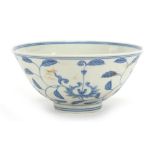 Chinese Islamic blue and white porcelain bowl hand painted with blossoming flowers, 14.5cm in