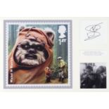 Star Wars interest Warwick Davis signed stamp display, Return of the Jedi, label verso, mounted,