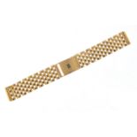 9ct gold watch strap, 15cm in length when closed, 1.5cm wide, 26.5g : For Further Condition