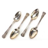 Two pairs of four George IV silver table spoons by Adey Bellamy Savory and Randall Chatterton,