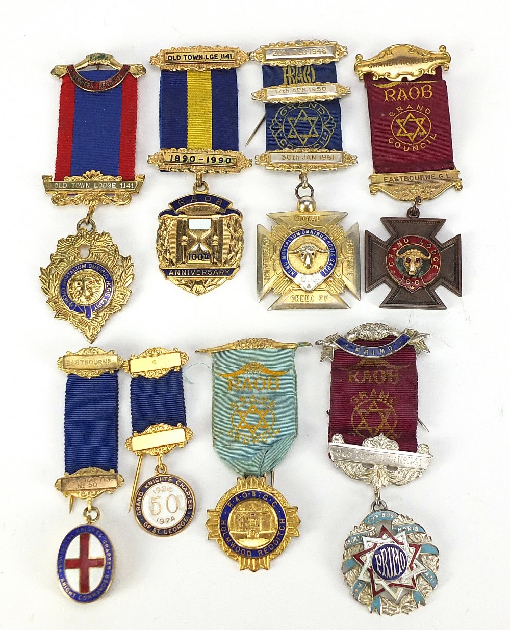 Royal Order of Buffalos regalia including silver and enamel jewels and a sash : For Further - Image 2 of 12