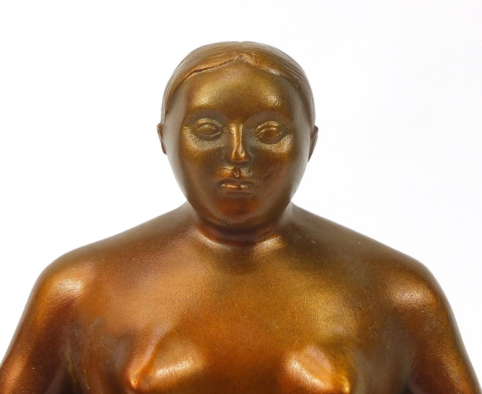 Mid century design patinated bronze figure group of a standing nude male and female, 38cm high : For - Bild 3 aus 5