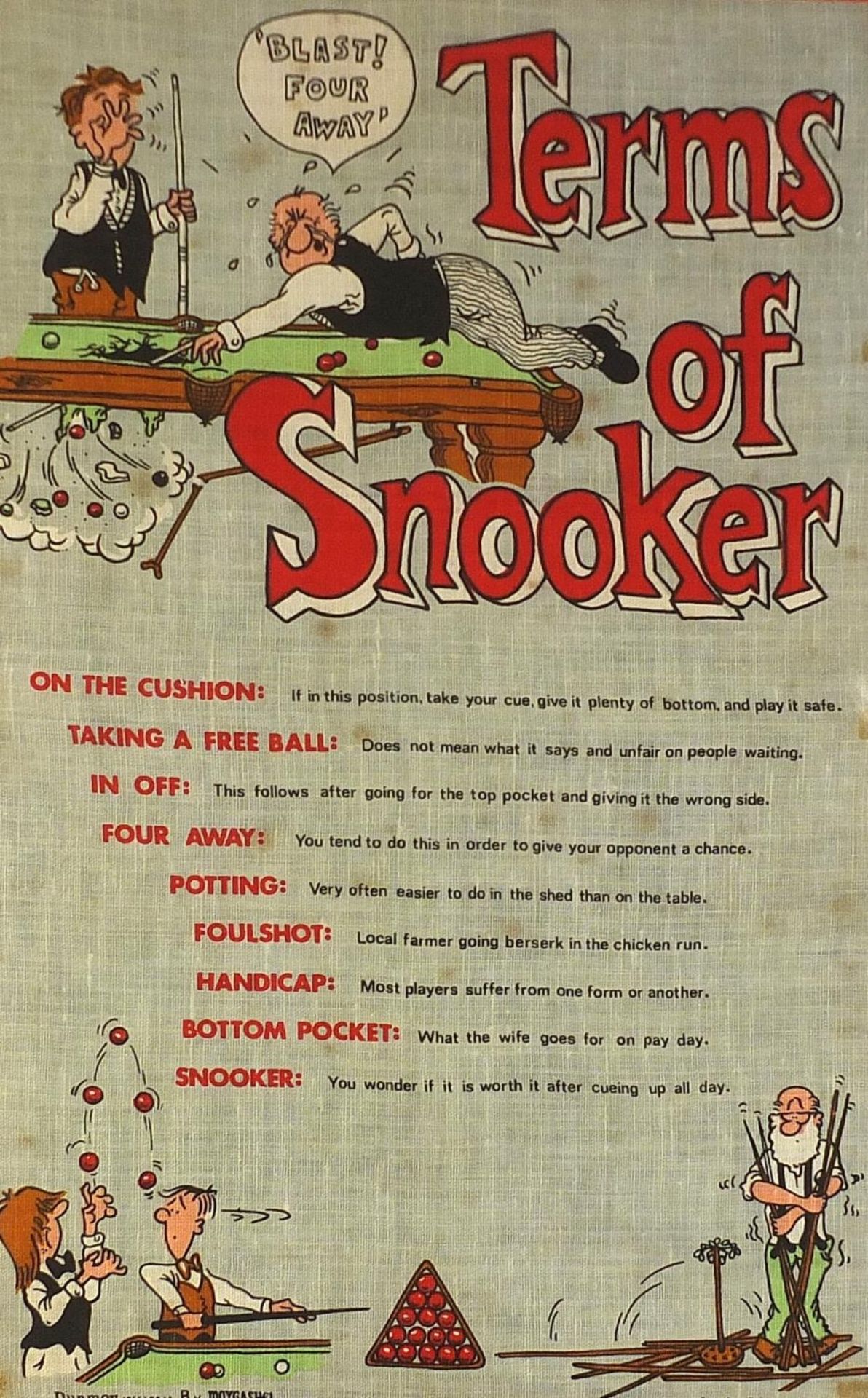 Vintage terms of snooker framed display, Dunmoy b Moygashel, framed, overall 79.5cm x 54cm : For