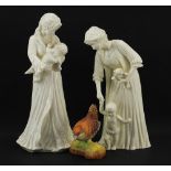 Two Royal Worcester figurines and a Crown Staffordshire wren, 21.5cm high : For Further Condition