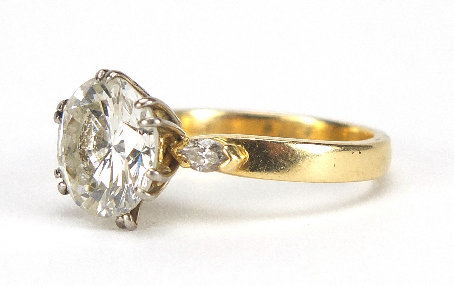 18ct gold diamond solitaire ring, round brilliant cut, approximately 3.65 carats, size N, 5.2g : For - Image 3 of 8