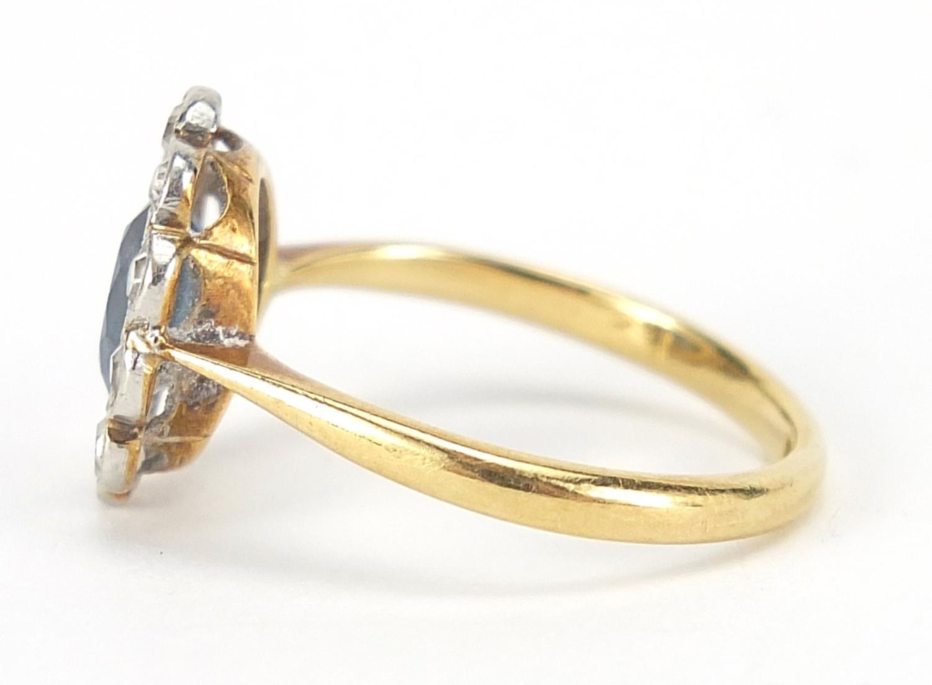 18ct gold and platinum sapphire and diamond ring, size I, 2.3g : For Further Condition Reports - Image 2 of 5