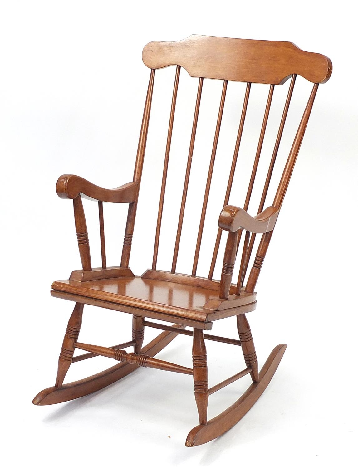 Painted lightwood stickback rocking chair, 103cm high : For Further Condition Reports Please Visit