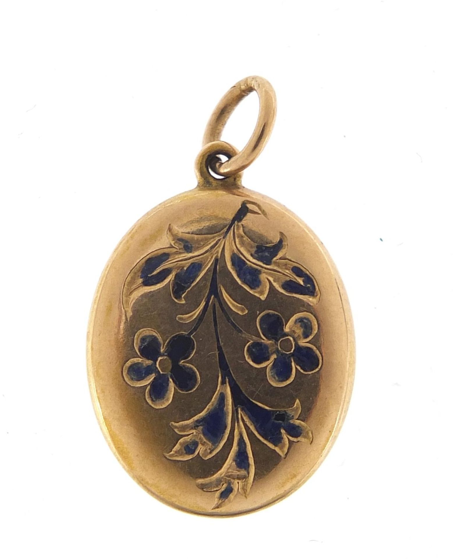 Unmarked gold and enamel mourning locket, 2.3cm high, 2.2g : For Further Condition Reports Please - Image 2 of 2