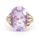 9ct gold amethyst ring, size O/P, 3.7g : For Further Condition Reports Please Visit Our Website -