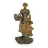 Cold painted bronze figure of a waitress in the style of Franz Xaver Bergmann, 7.5cm high : For