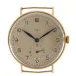 Longines, 9ct gold gentlemen's manual wind wristwatch with military type dial, the movement numbered