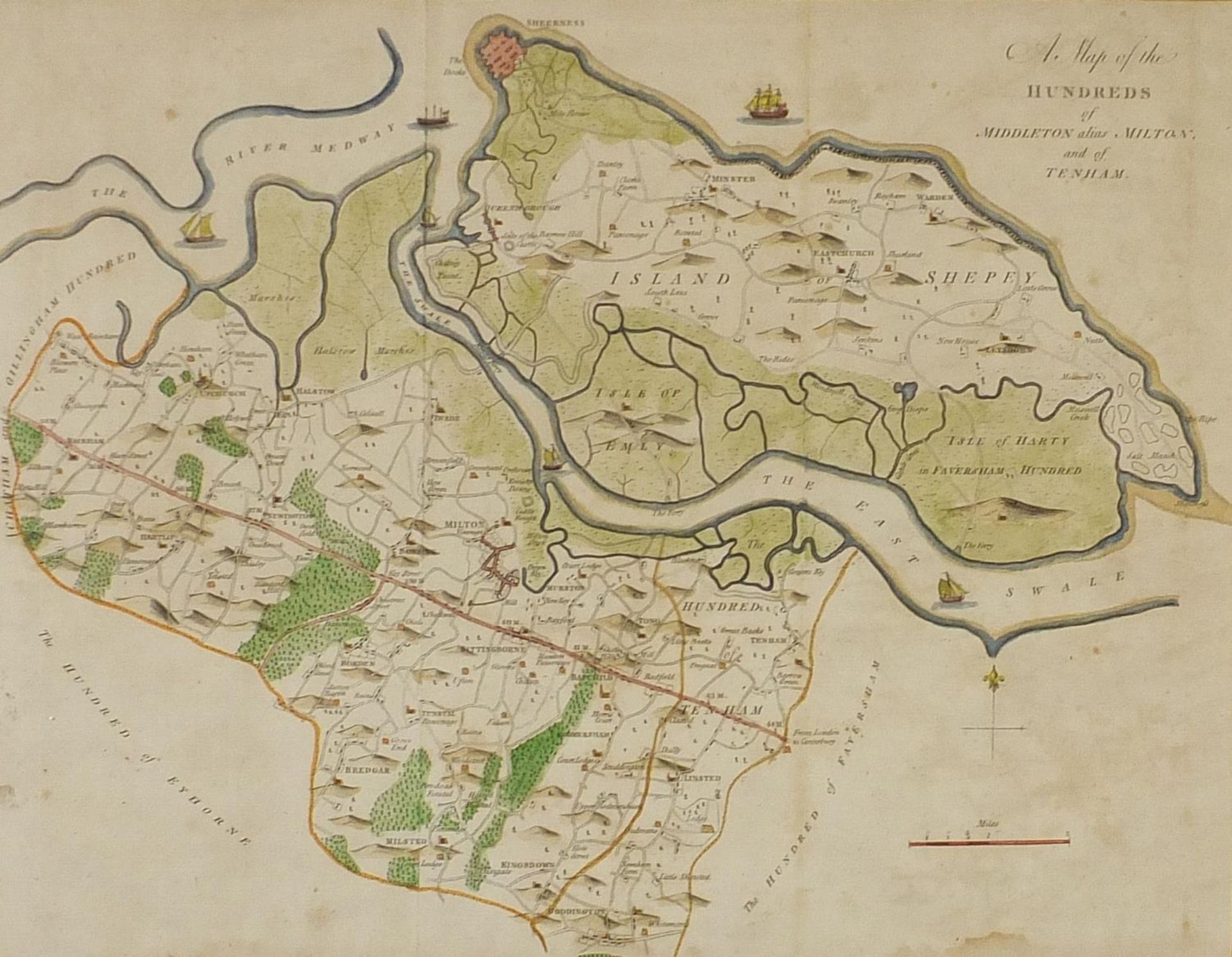 Three antique hand coloured maps comprising a map of the Hundred of Middleton alias Milton and of - Image 16 of 24