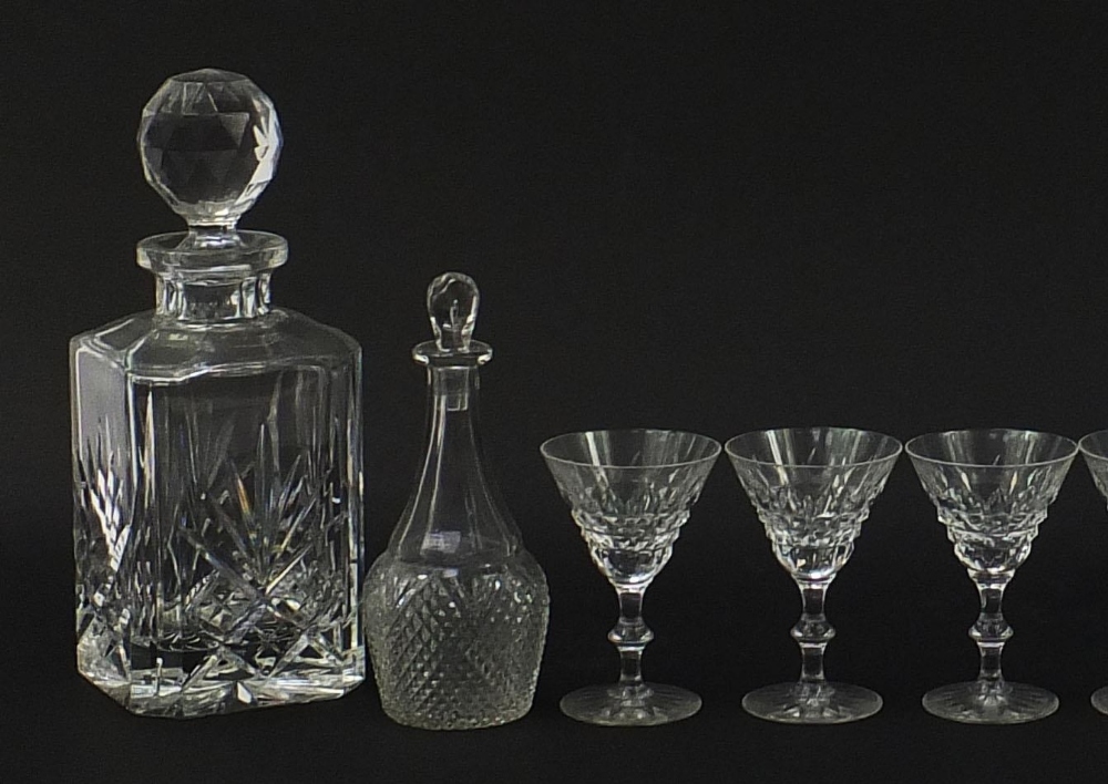 Cut crystal and glassware including decanter with stopper, jugs, tumblers and fruit bowl, the - Image 2 of 5