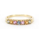 9ct gold multi gemstone half eternity ring, size Q, 1.9g : For Further Condition Reports Please