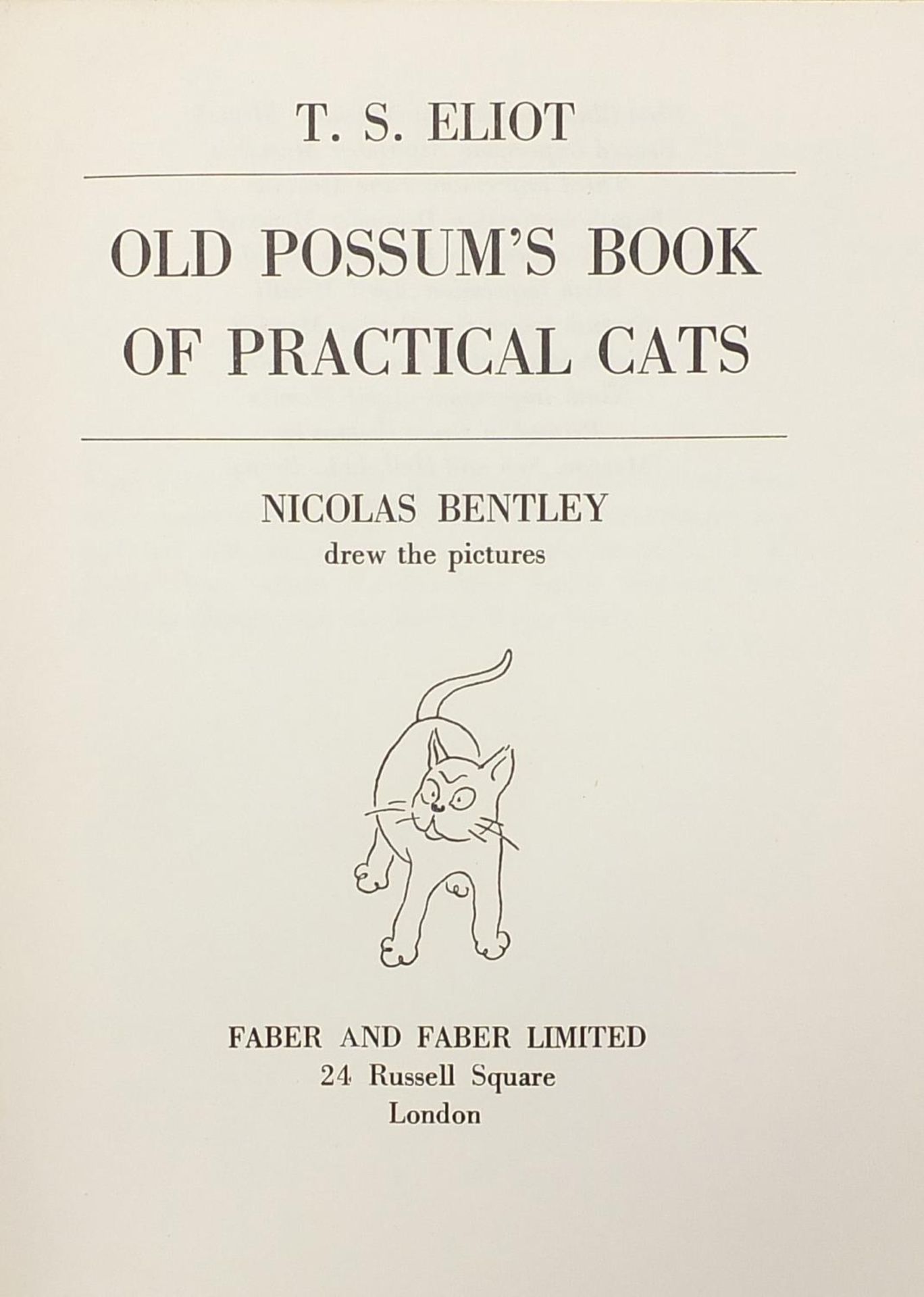 Old Possum's Book of Practical Cats by T S Eliot, hardback book with dust jacket : For Further - Image 2 of 3
