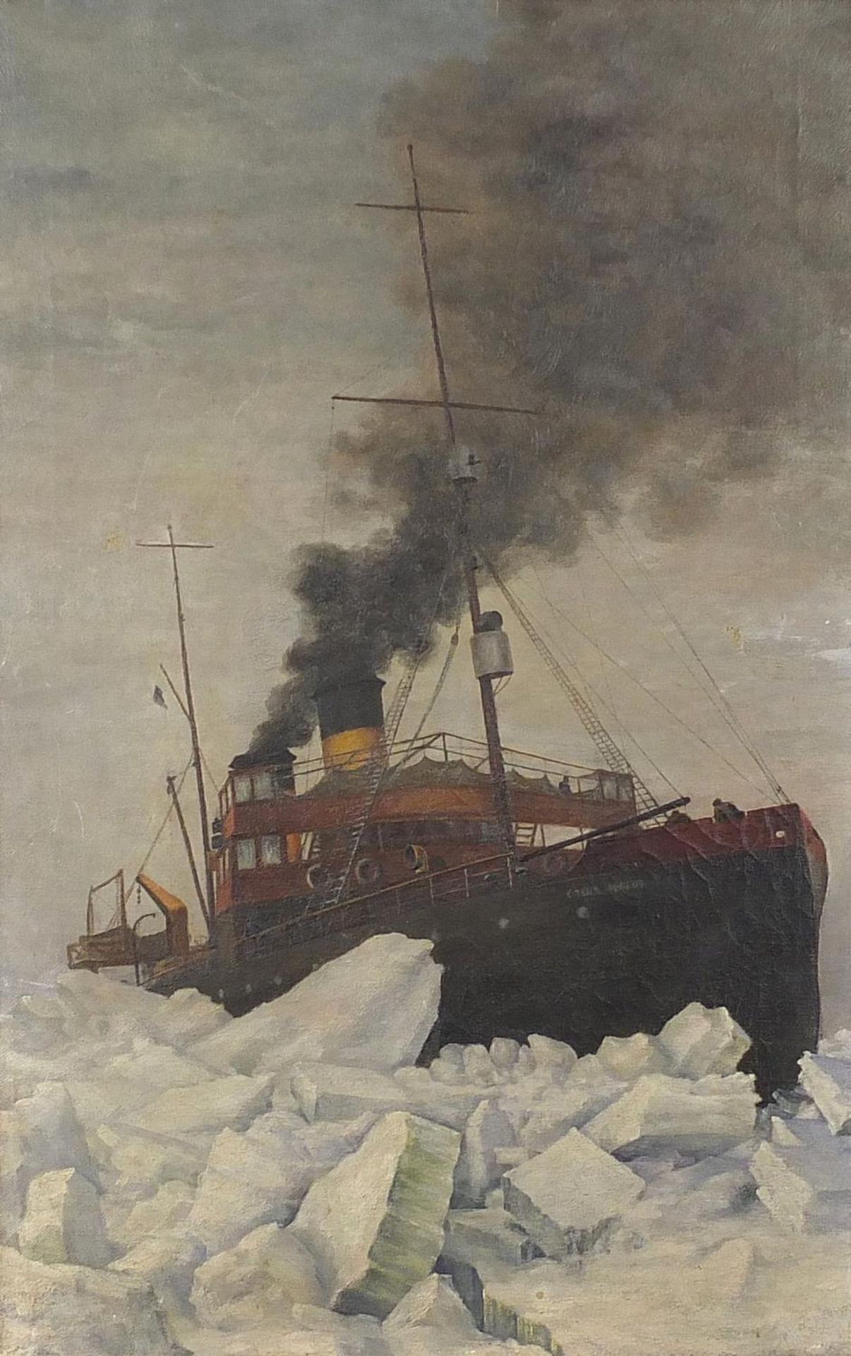 Russian ice breaker, 19th century century oil on canvas, Reeves & Sons stamp verso, mounted and