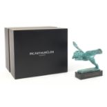 Mark Coreth for McArthur Glen Group, Verdigris bronze study of a winged lion raised on a rectangular