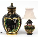 Two vintage Italian lustre pottery aquarium table lamps, the largest 34cm high : For Further