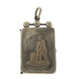 Cricket interest Victorian silver locket, Birmingham 1890, 3.5cm high, 5.6g : For Further