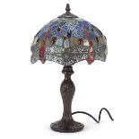 Tiffany design table lamp with dragonfly design shade, 42.5cm high : For Further Condition Reports