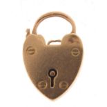9ct gold love heart padlock, 2.5cm high, 3.5g : For Further Condition Reports Please Visit Our