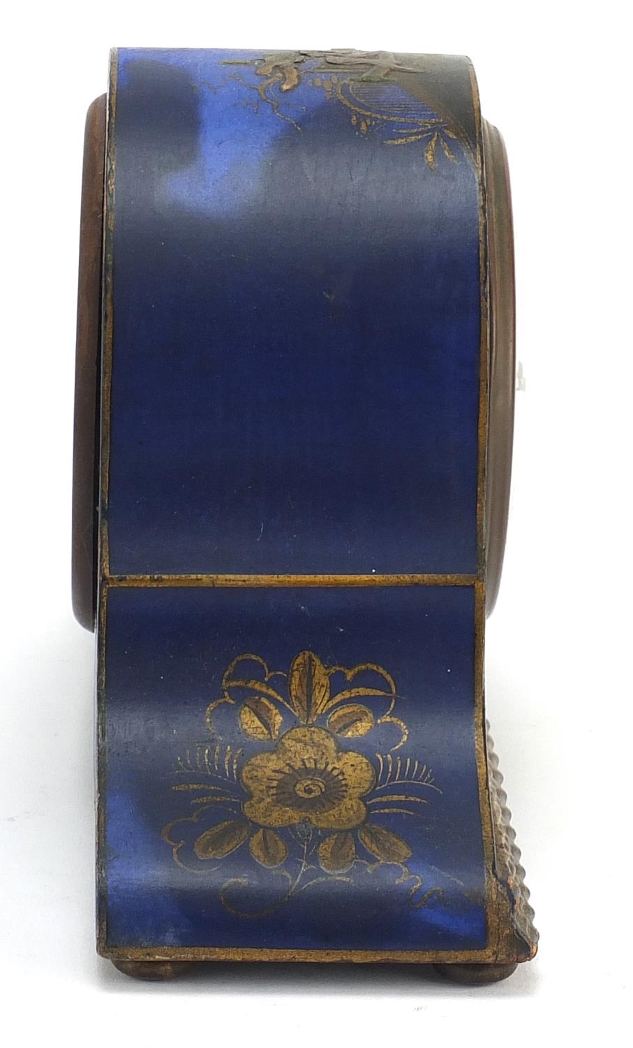 1920's Smiths electric chinoiserie lacquered mantle clock with Roman numerals, 23.5cm wide : For - Image 7 of 9