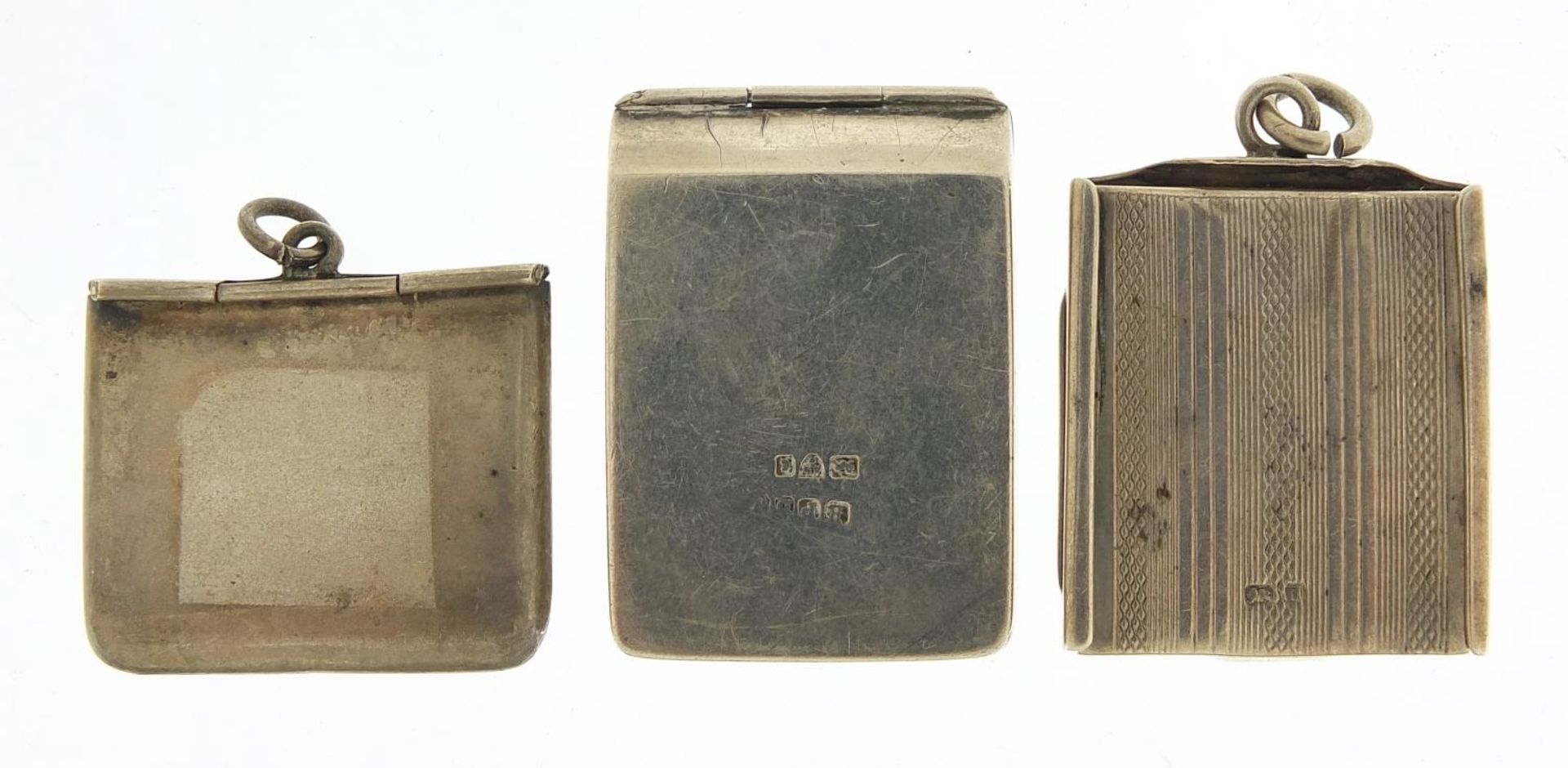 Three Victorian and later silver stamp cases and a trumps marker, various hallmarks, the largest 3. - Image 3 of 5