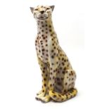 Large floor standing model seated cheetah, 74cm high : For Further Condition Reports Please Visit
