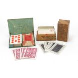 Japanese marquetry inlaid card box and a Bakelite trump box, the largest 14cm wide : For Further