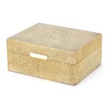 Art Deco shagreen mounted cigarette box with ivory handle, 6cm H x 13cm W x 10.5cm D : For Further