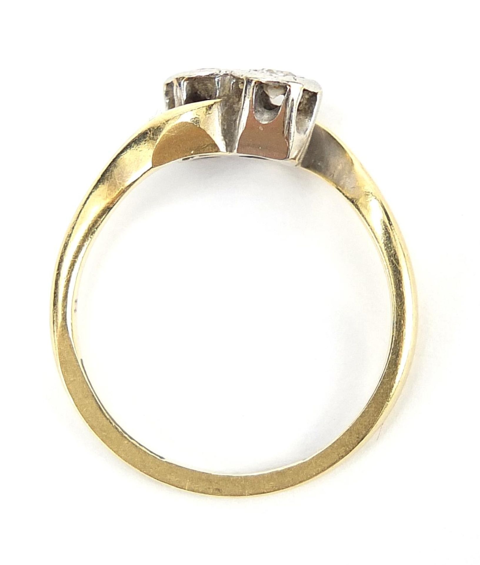 18ct gold and platinum diamond crossover ring, size K, 2.5g : For Further Condition Reports Please - Image 4 of 8