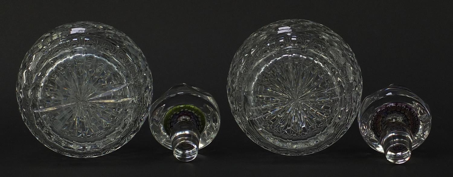 Two Whitefriars cut glass decanters with millefiori paperweight design stoppers, each with date - Image 6 of 6