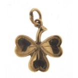 9ct gold shamrock charm, 1.5cm high, 0.7g : For Further Condition Reports Please Visit Our Website -
