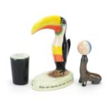 Guinness advertising collectables including a Carltonware toucan lamp base and Wade seal