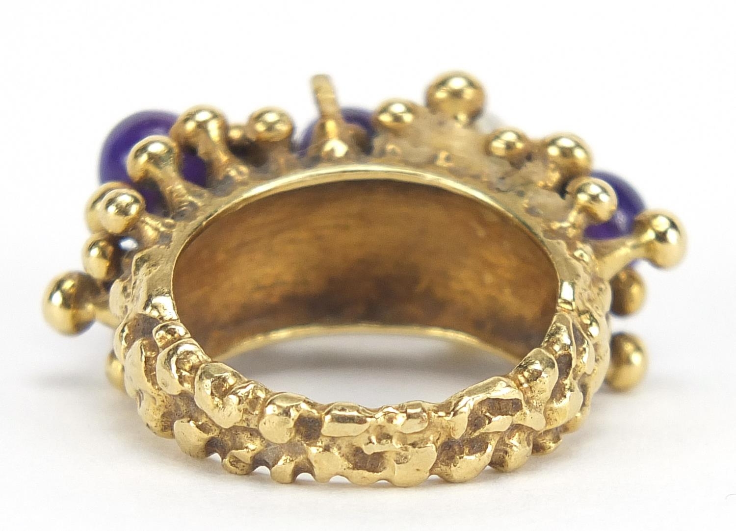 Stuart Devlin, 18ct gold amethyst and pearl ring, size L, 15.7g : For Further Condition Reports - Image 3 of 6