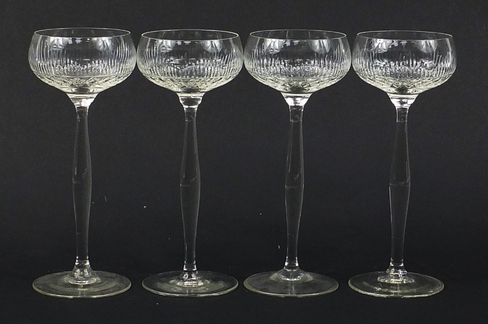 Set of four cut crystal tall glasses, 20cm high : For Further Condition Reports Please Visit Our - Image 3 of 5