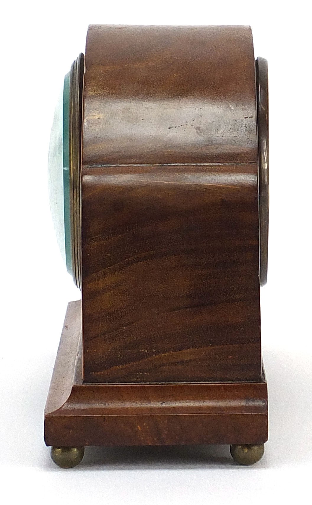 Edwardian inlaid mahogany inlaid mantle clock with Roman numerals, 25.5cm wide : For Further - Image 8 of 18